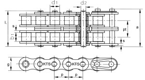 Duplex rollenketting volgens DIN 8188